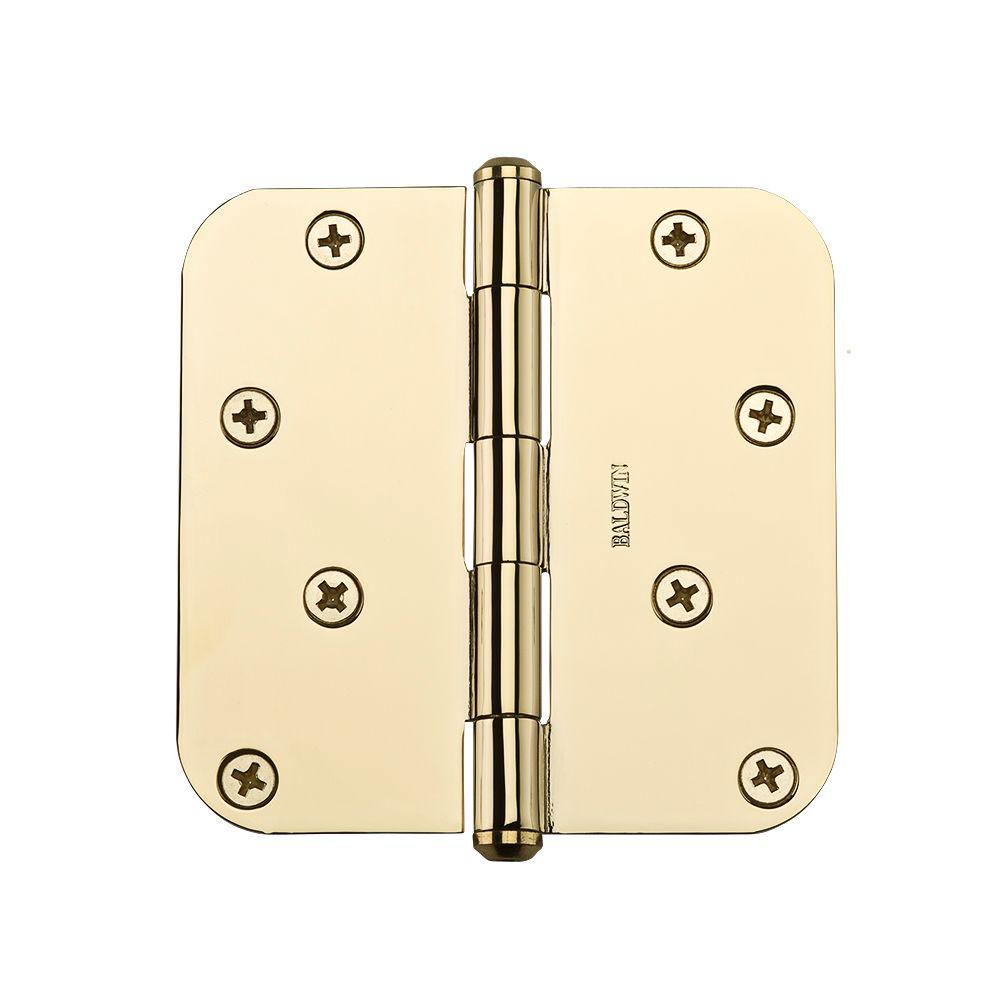 Baldwin 4 In Polished Brass Radius Hinge 9br7027 004 The Home Depot