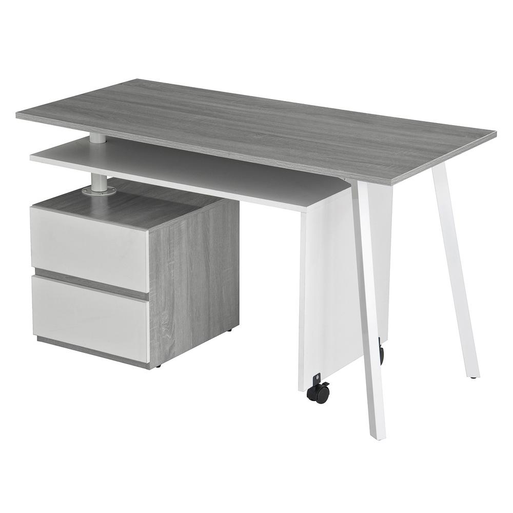 Techni Mobili Gray Rotating Multi Positional Modern Desk Rta 2336