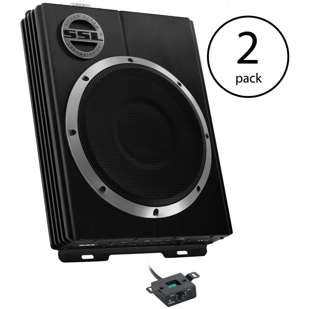 Sound Storm 10 In 10 Watt Car Audio Slim Under Seat Powered Subwoofer 2 Pack 2 X Lopro10 The Home Depot