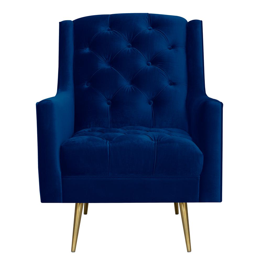 picket house furnishings reese button tufted navy blue accent chair with  gold legsuby286100glg  the home depot