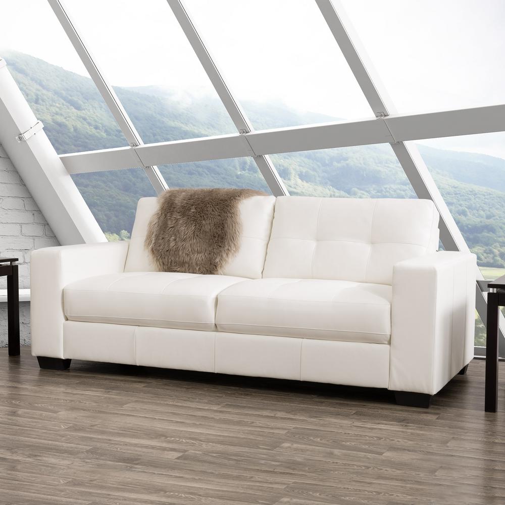 Corliving Club Tufted White Bonded Leather Sofa Lzy 111 S The Corliving Club Tufted White Bonded