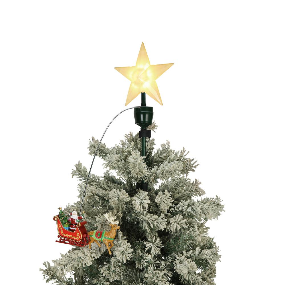 20 in. Tree Topper Santa Sleigh Christmas Tree Animation LED Ornament