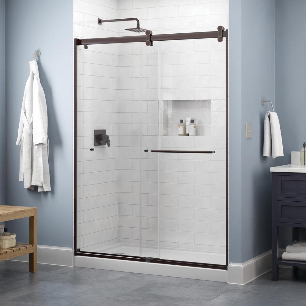 Delta Simplicity 60 x 71 in. Frameless Contemporary Sliding Shower Door ...