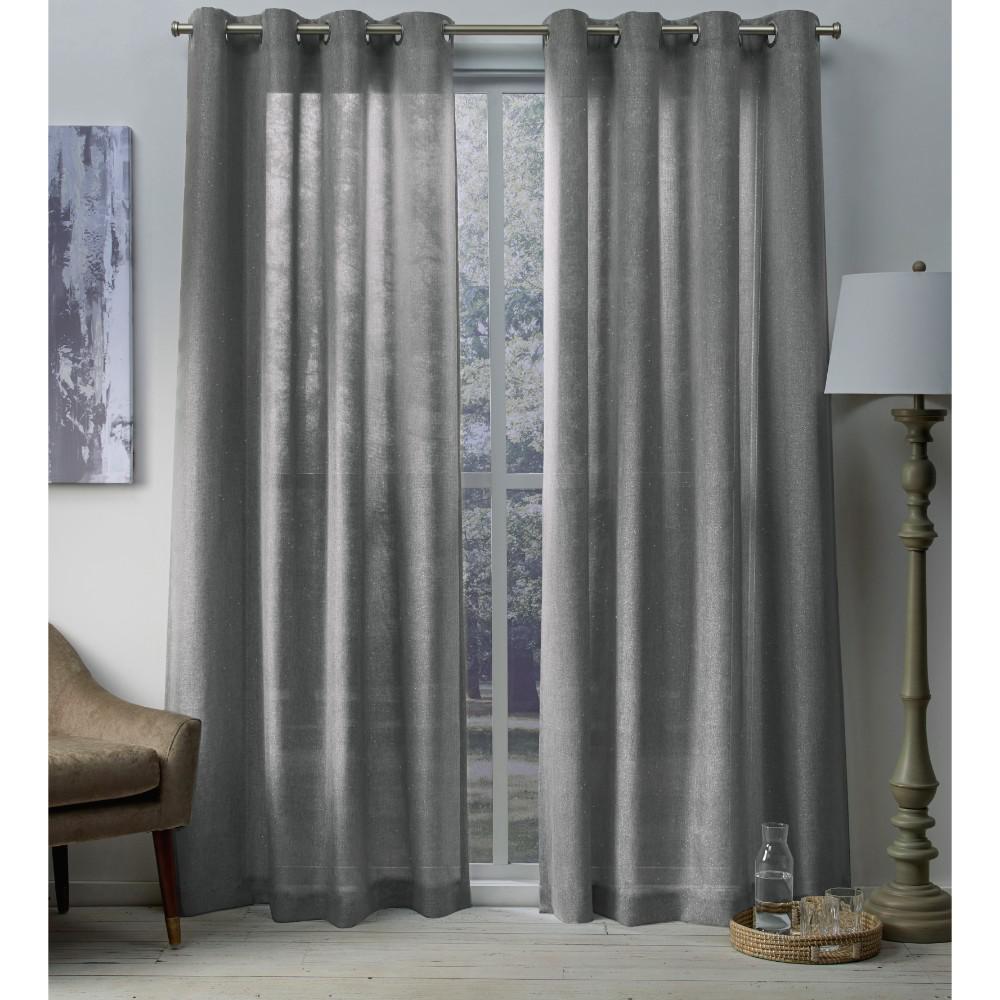 Sparkles 54 In W X 108 In L Metallic Fleck Grommet Top Curtain Panel