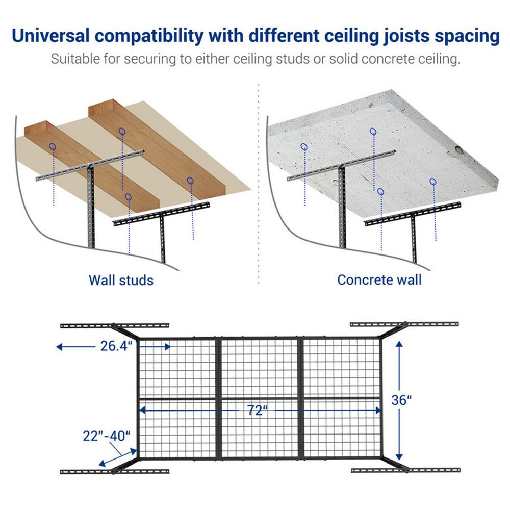 Fleximounts 6 Ft X 3 Ft Heavy Duty Overhead Garage Adjustable Ceiling Storage Rack In Black Gr36b The Home Depot