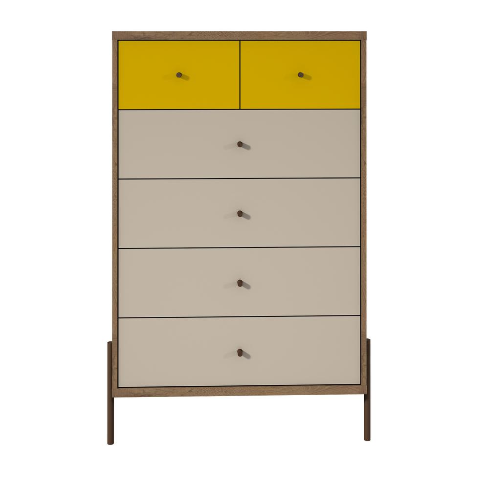 Manhattan Comfort Joy 48 43 In Tall 6 Drawer Yellow And Off White