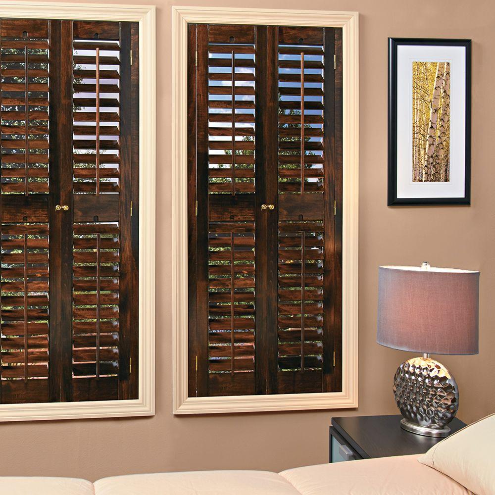 homeBASICS Plantation Walnut Real Wood Interior Shutters (Price ... homeBASICS Plantation Walnut Real Wood Interior Shutters (Price ...