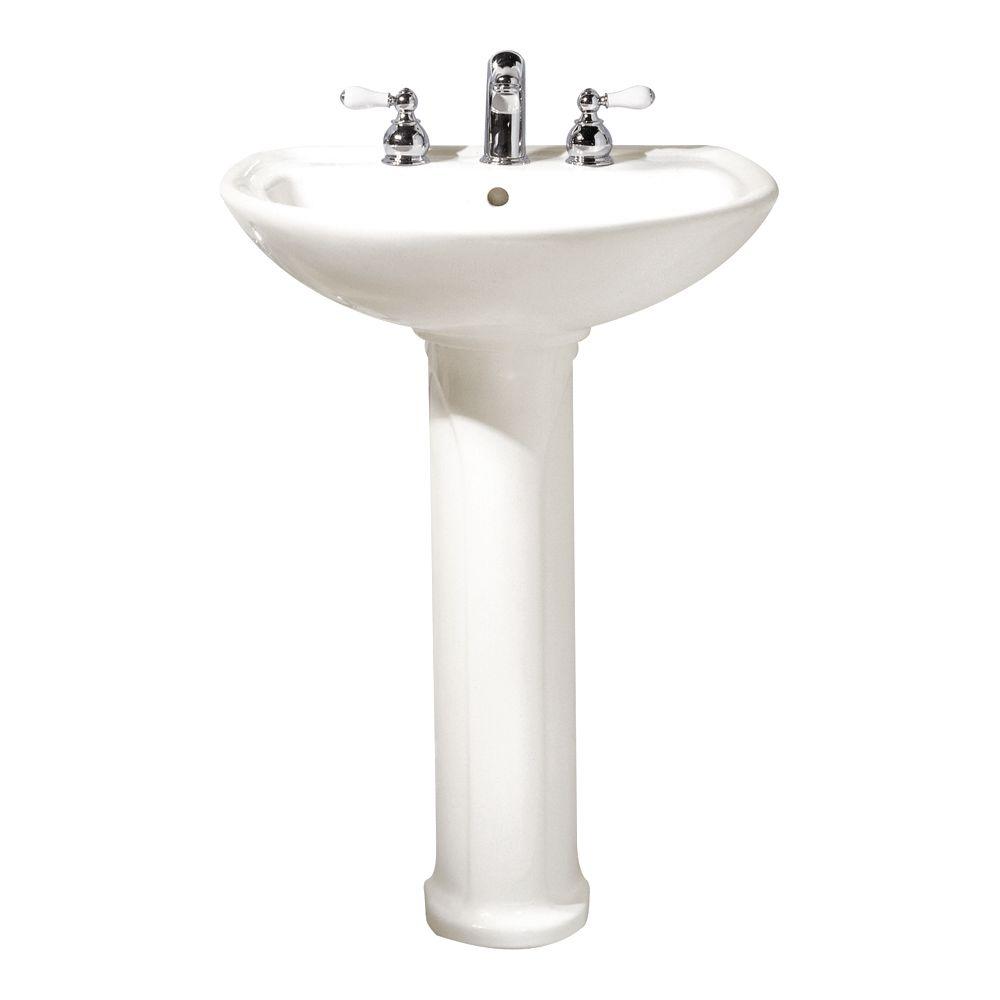 American Standard Cadet Pedestal Combo Bathroom Sink With 8 In Faucet Centers In White