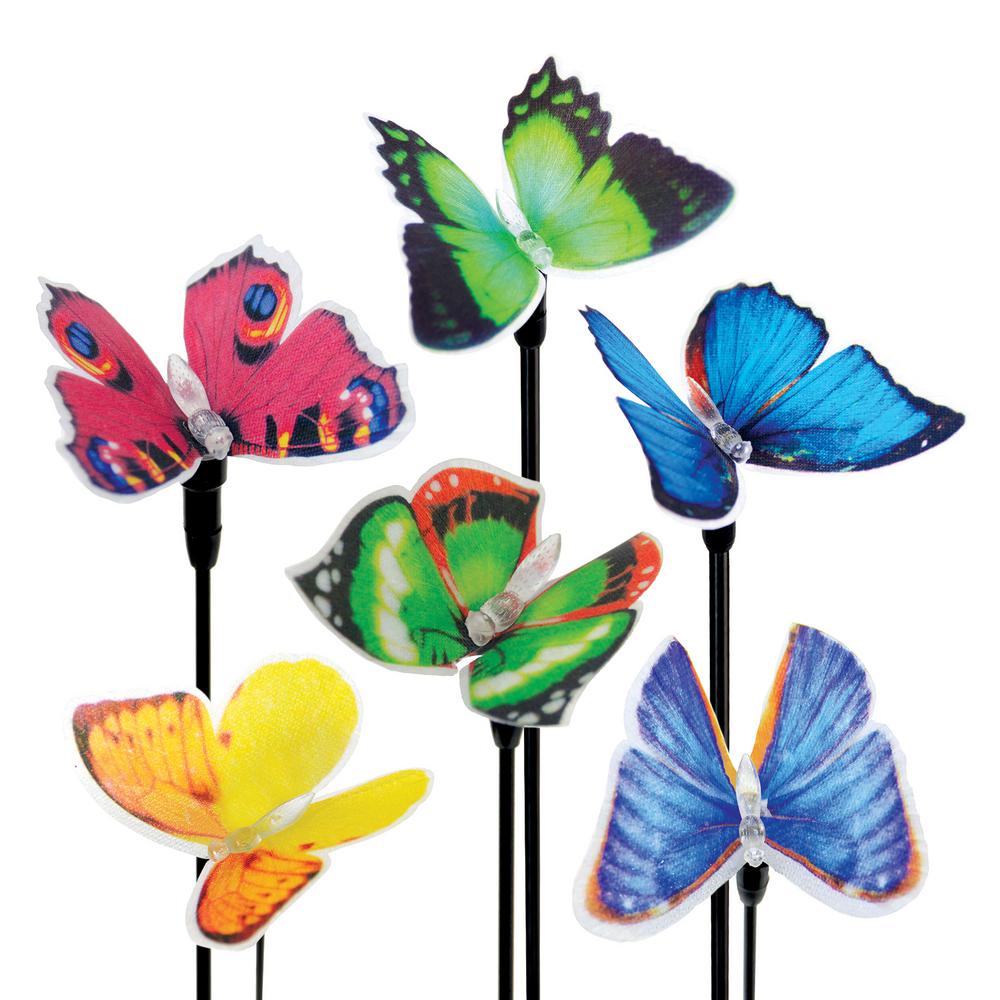 Exhart 2.17 ft. Solar Fiber Optic Butterfly MultiColor Plastic Garden
