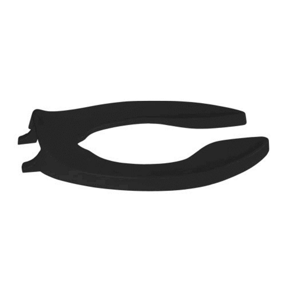 Unbranded Elongated Open Front No Cover Commercial Toilet Seat in Black