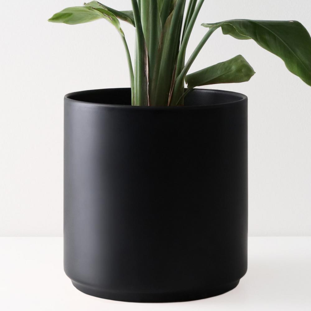 Peach &amp; Pebble 10 in. Black Ceramic Indoor Planter (7 in