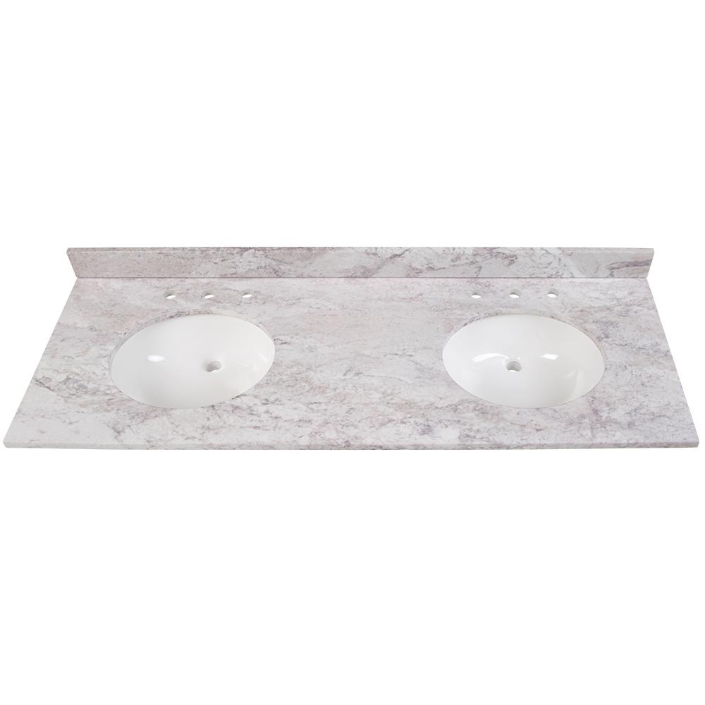 Home Decorators Collection 61 In W X 22 D Stone Effects Double Sink Vanity Top Winter Mist With White Sinks Se61o Wm The Depot - 61 Inch Double Sink Vanity Top Home Depot Home Decorators Collection 61 In W X 22 D Stone Effects Double Sink Vanity Top Winter Mist With White Sinks Se61o Wm The Depot - 61 Inch Double Sink Vanity Top Home Depot