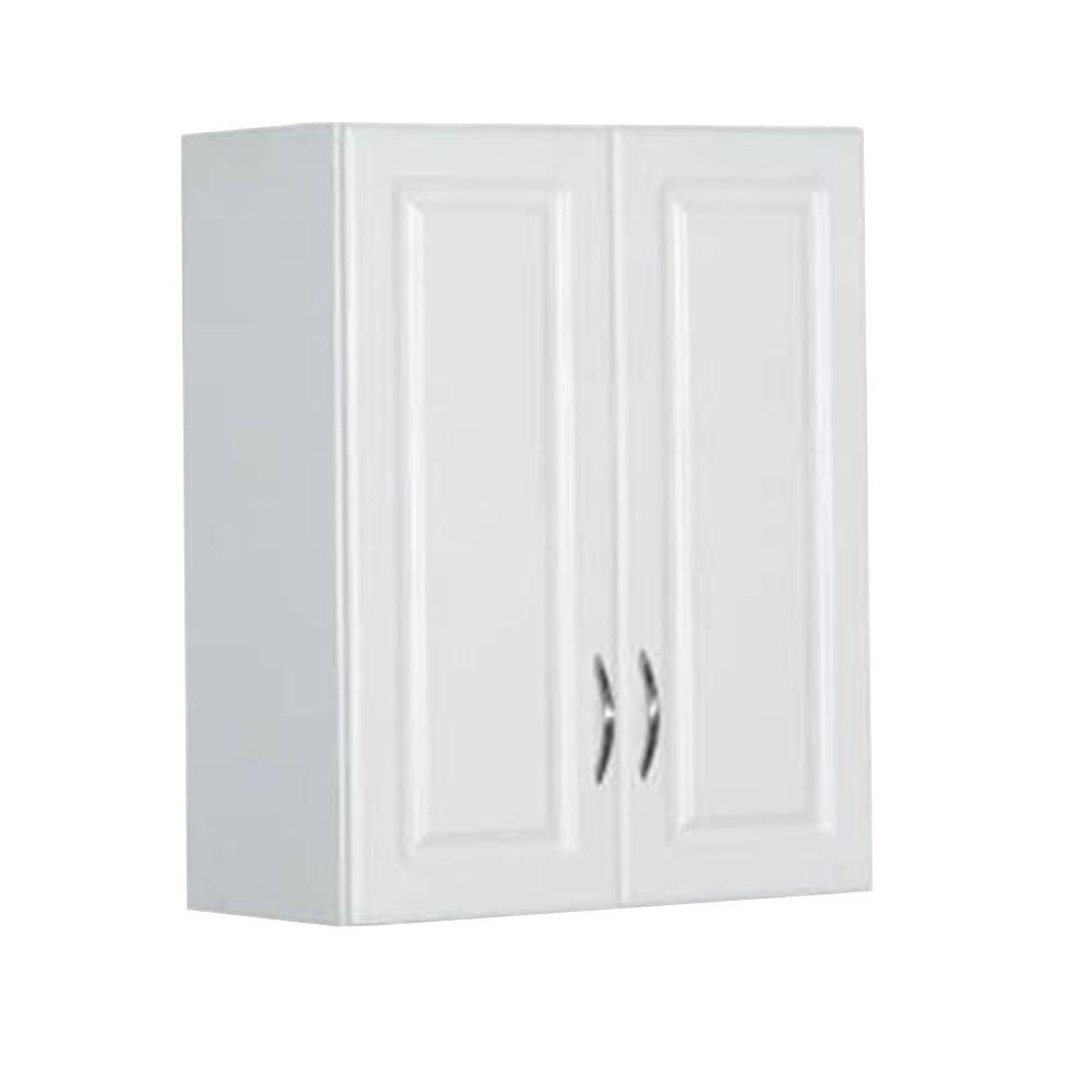 Wall Cabinet Cupboard with Open Shelf and Two Doors Kcelarec White Bathroom Storage Cabinet 20.86 x 6.1 x 24.4 Inches