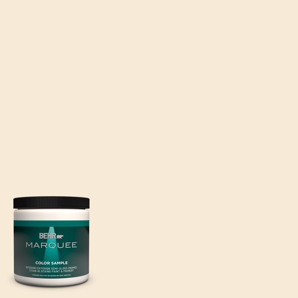 BEHR MARQUEE 8 oz. #13 Cottage White Semi-Gloss Enamel Interior ...