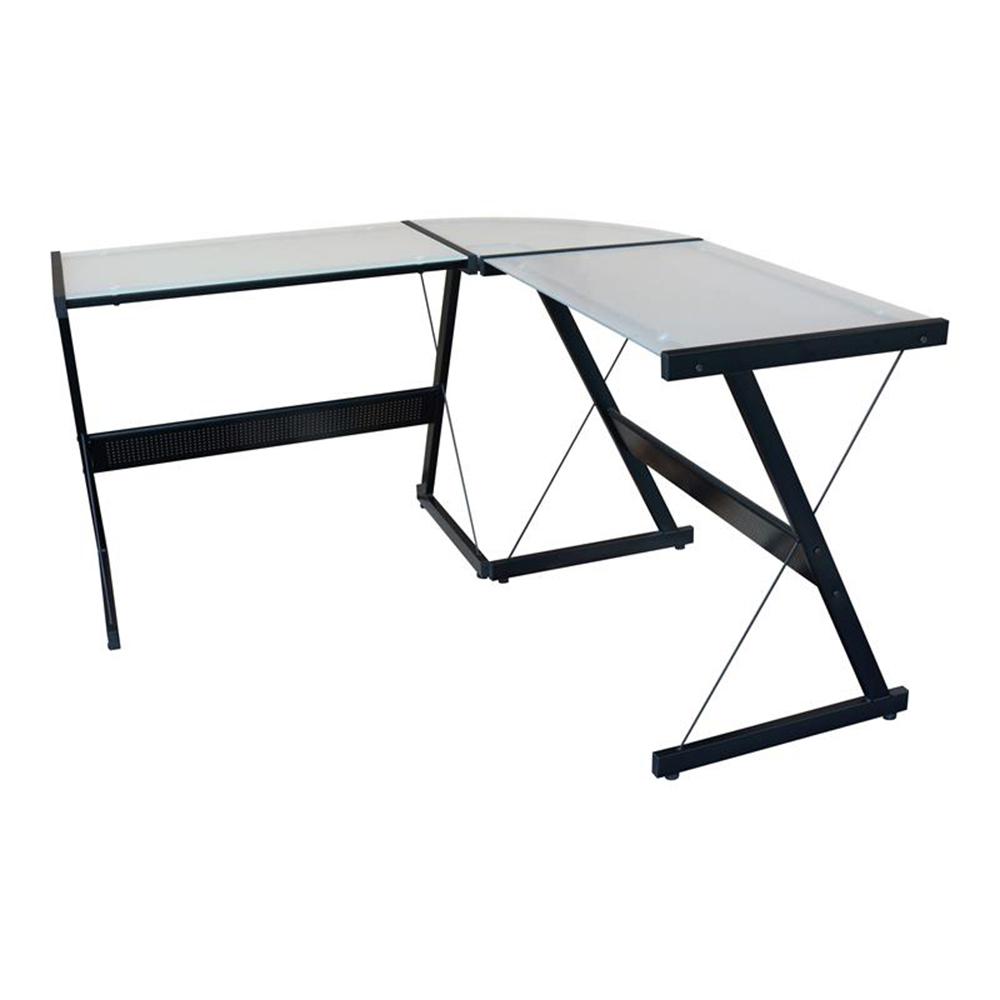 Proht Black Modern Style 3 Piece L Shape Design Computer Desk Set