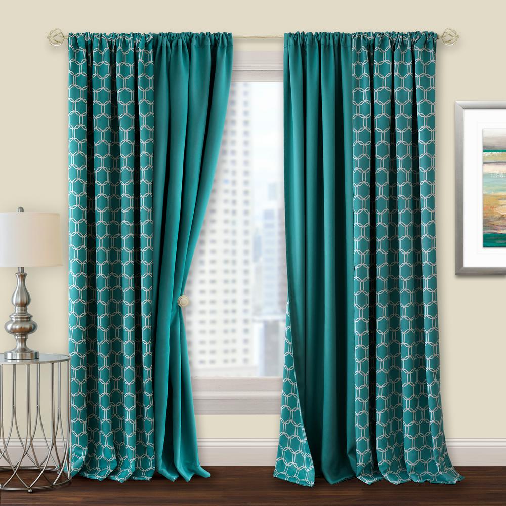 Turquoise Curtains D Window Treatments The Home Depot Prelude 50 In W X 84 L Reversible Blackout Rod