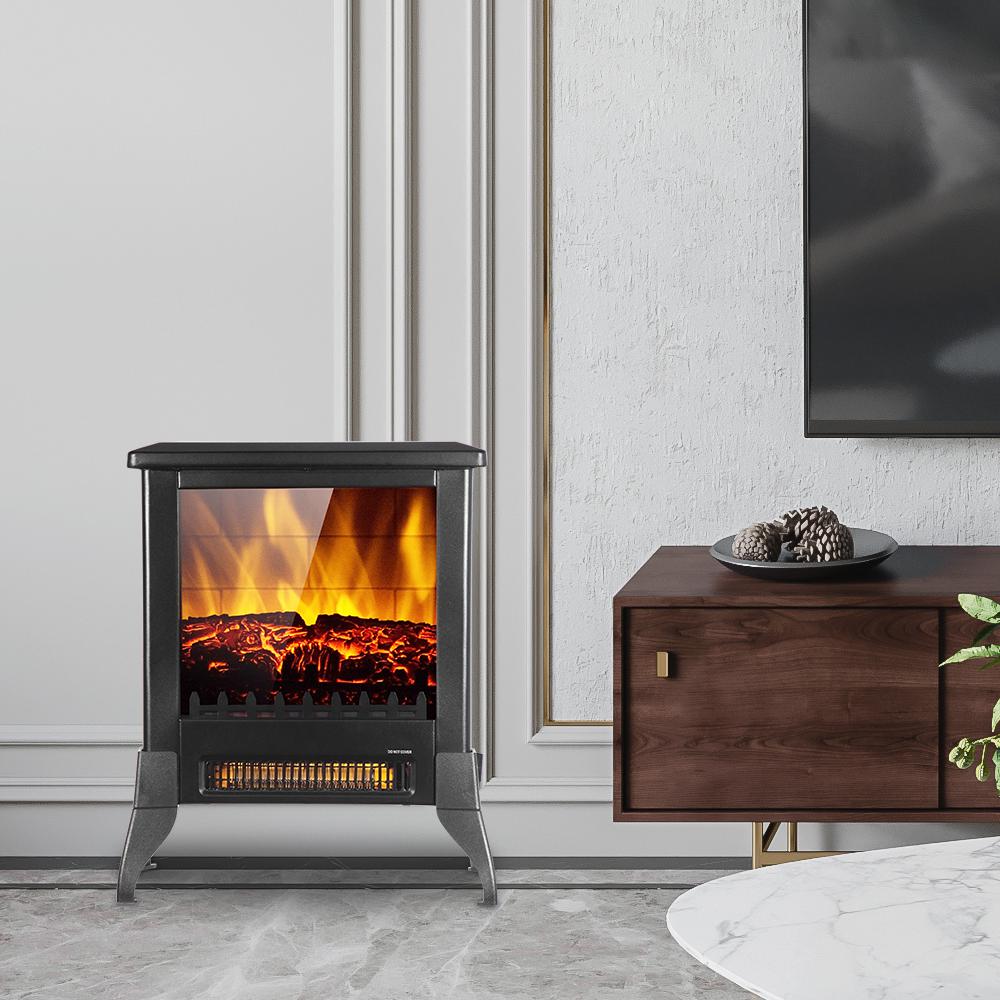 Winado 14 in. Freestanding Small Electric Fireplace in Black
