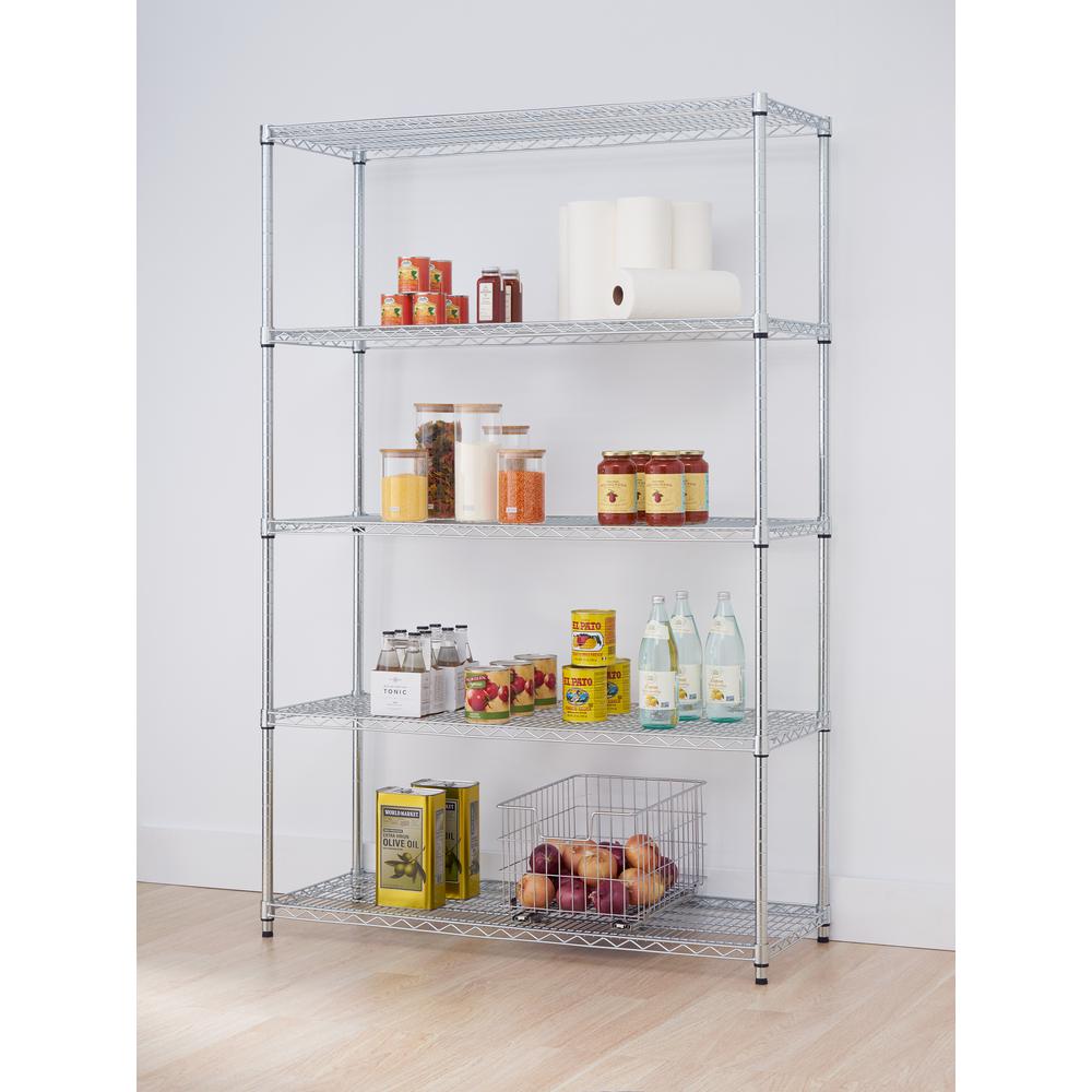 Trinity 48 in. W x 18 in. D 5-Tier NSF Chrome Wire ...