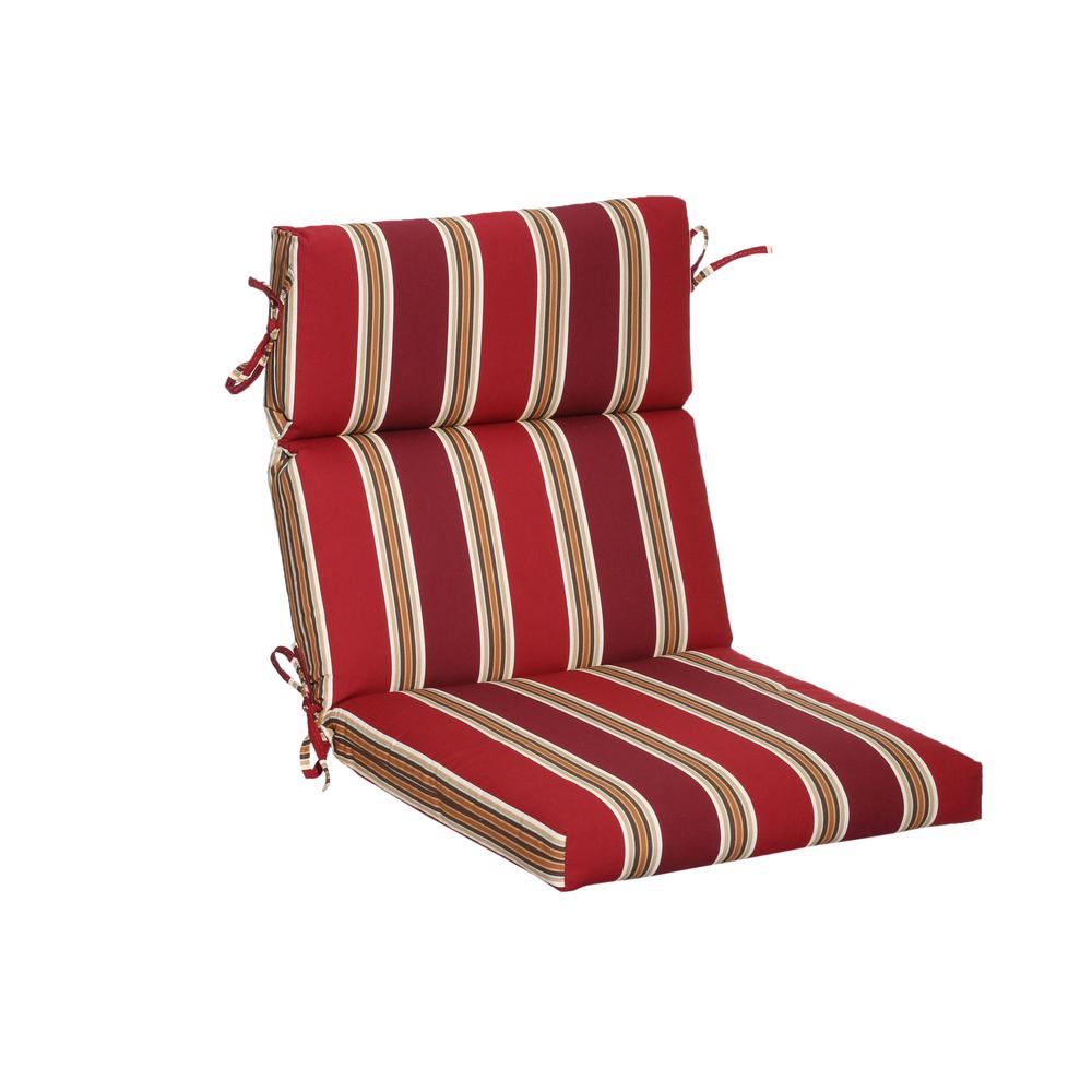 Hampton Bay Chili Stripe Outdoor Dining Chair Cushion-7718-04219611 ...