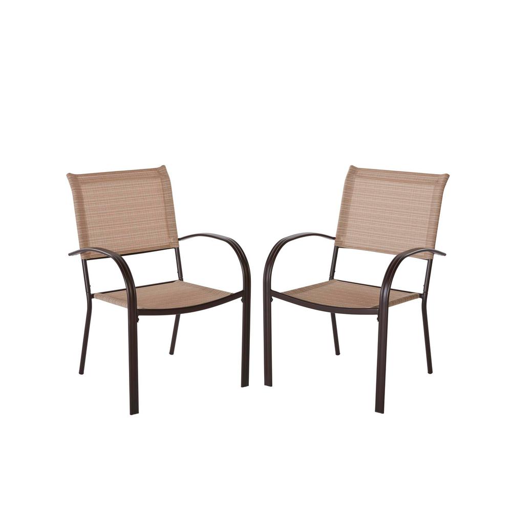 Hampton Bay Mix And Match Brown Stackable Sling Outdoor Dining Chair Hampton Bay Mix And Match Brown Stackable Sling Outdoor Dining Chair In Cafe 2