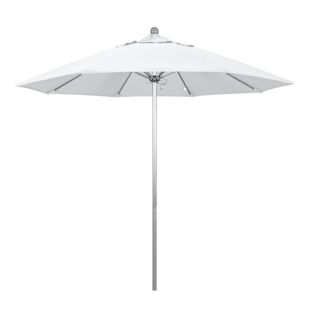 California Umbrella 9 Ft Fiberglass Market Pulley Open S Anodized Patio Umbrella In Natural Pacifica Alto908002 Sa04 The Home Depot