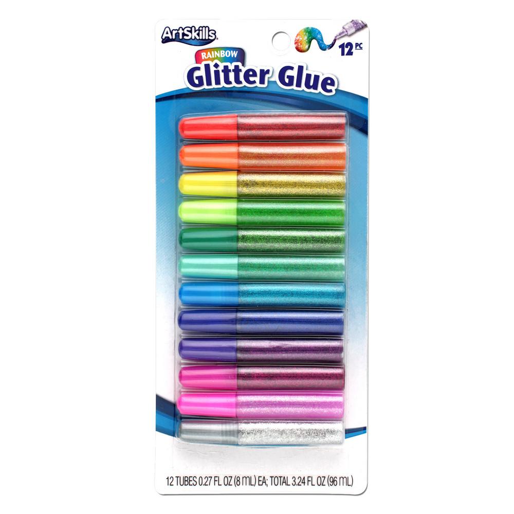 ArtSkills Puffy Rainbow Glitter Glue Pens for Arts and Crafts, 12