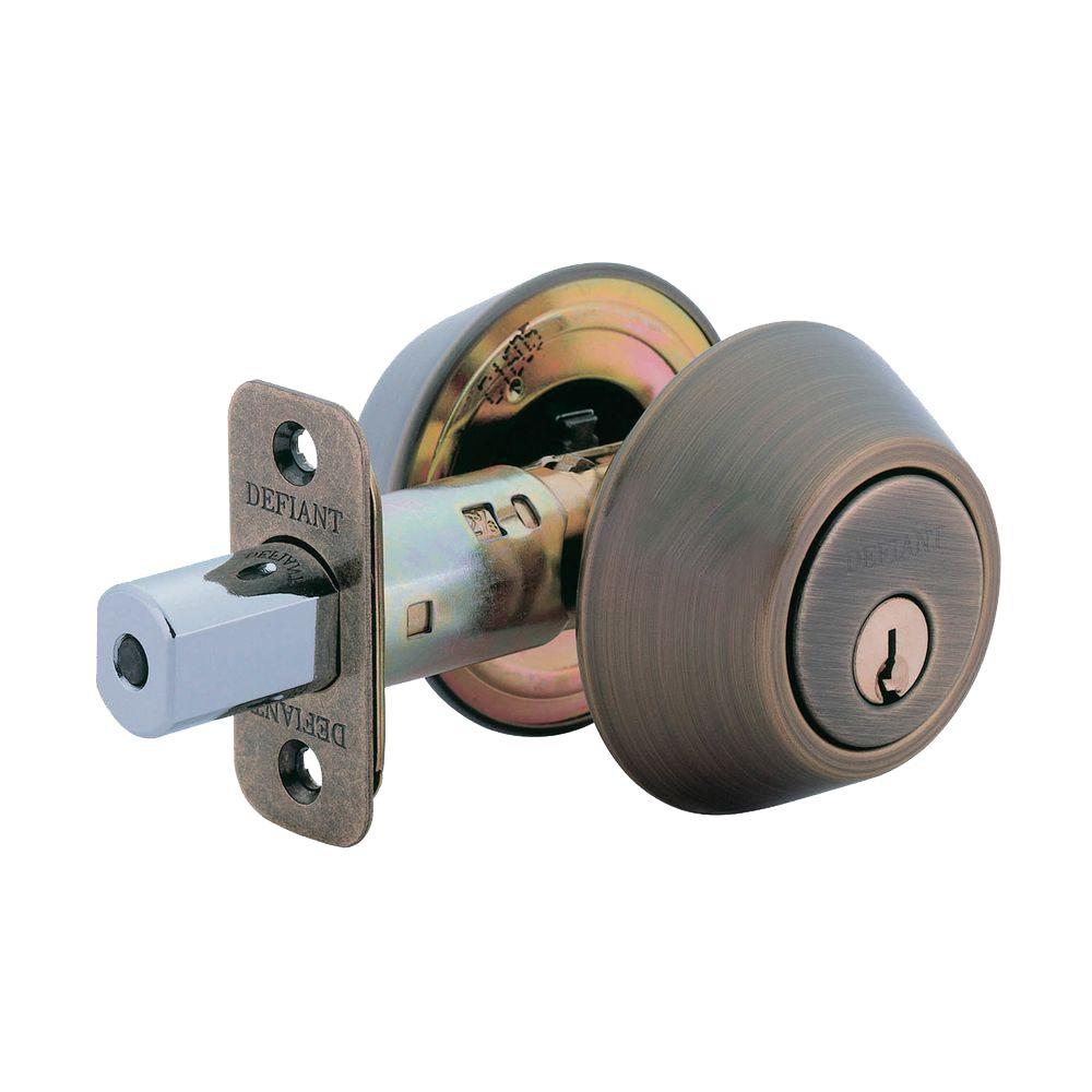 Defiant Double Cylinder Antique Brass Deadbolt Dl82 The Home Depot