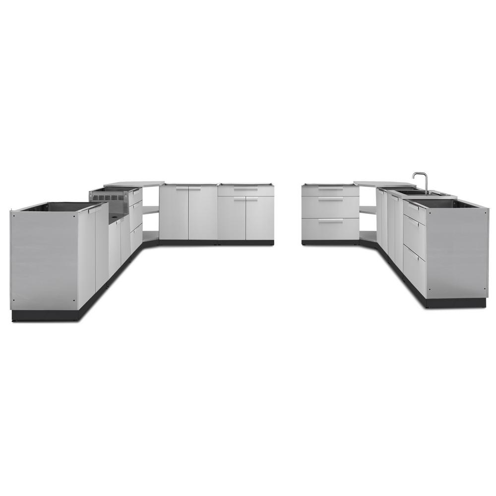 NewAge Products Stainless Steel Classic 11-Piece 362.25x36x24 in. Outdoor Kitchen Cabinet Set without Counter Tops