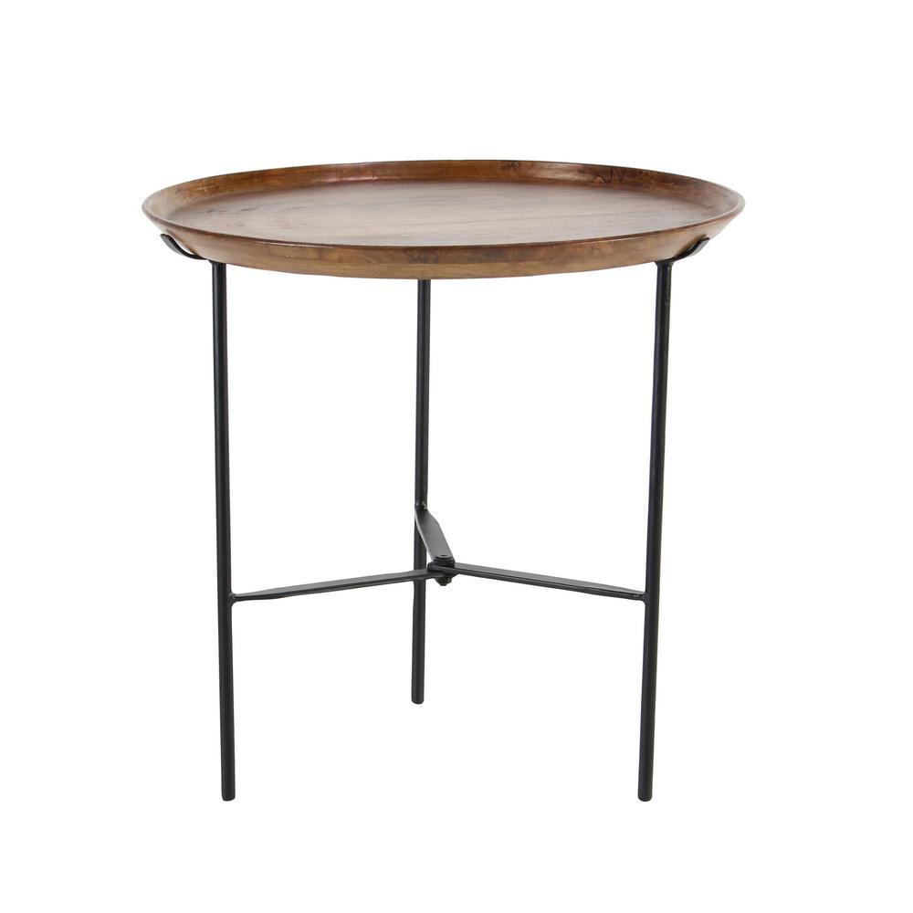 Litton Lane 19 In X Black Small Round Metal And Wood End Side Table 67876 The Home Depot - Small Round End Table With Storage Litton Lane 19 In X Black Small Round Metal And Wood End Side Table 67876 The Home Depot - Small Round End Table With Storage