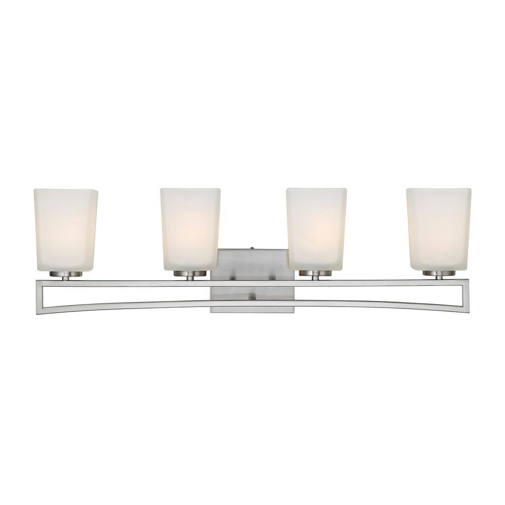 Canarm Alexa 4-light Brushed Nickel Vanity Light With Flat Opal Glass 