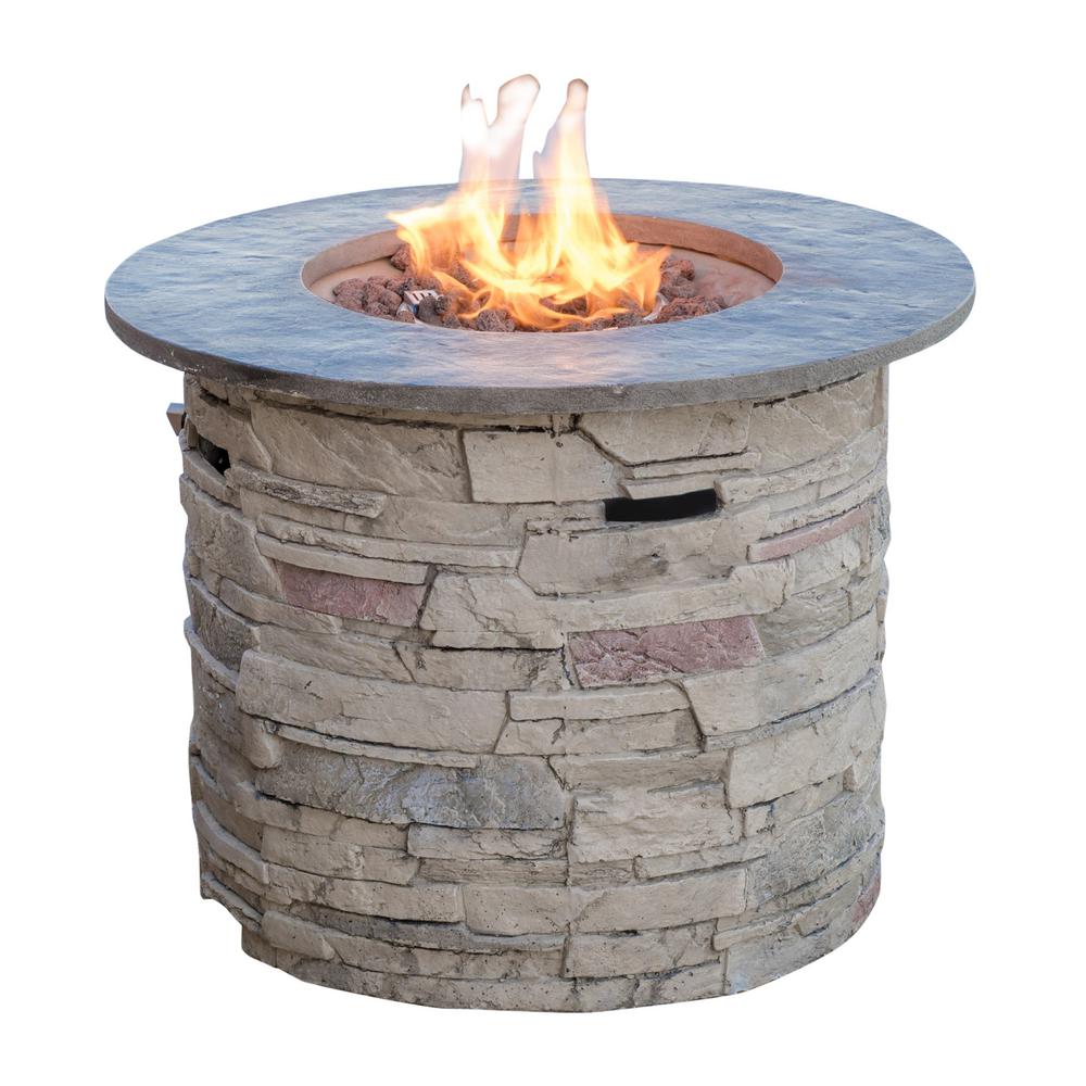 Limestone Fire Pits Outdoor Heating The Home Depot