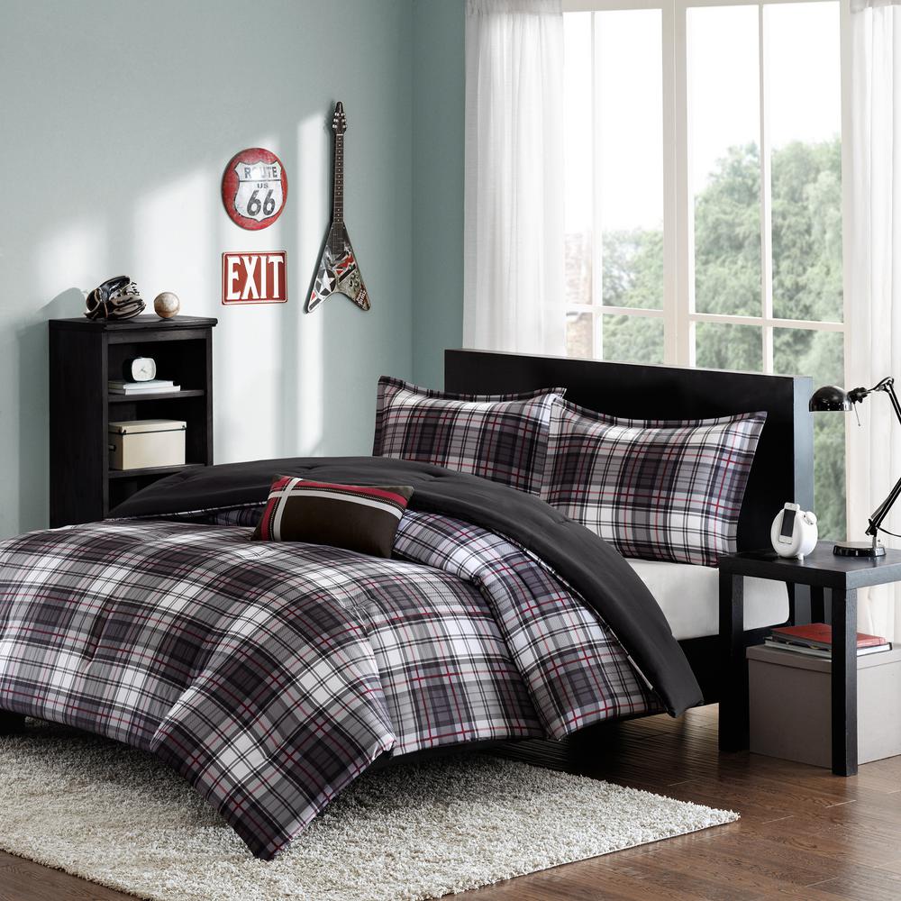 Mi Zone David 3 Piece Black Twin Comforter Set Mz10 260 The Home