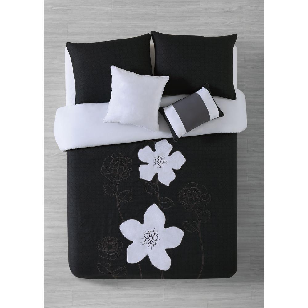 Addison House Rosella 4 Piece Black Twin Comforter Set