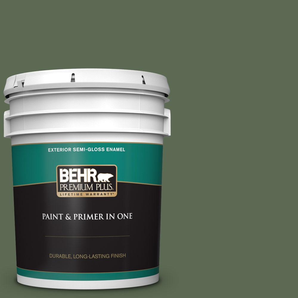 BEHR Premium Plus 5 gal. 430F6 Inland SemiGloss Enamel Exterior Paint and Primer in One