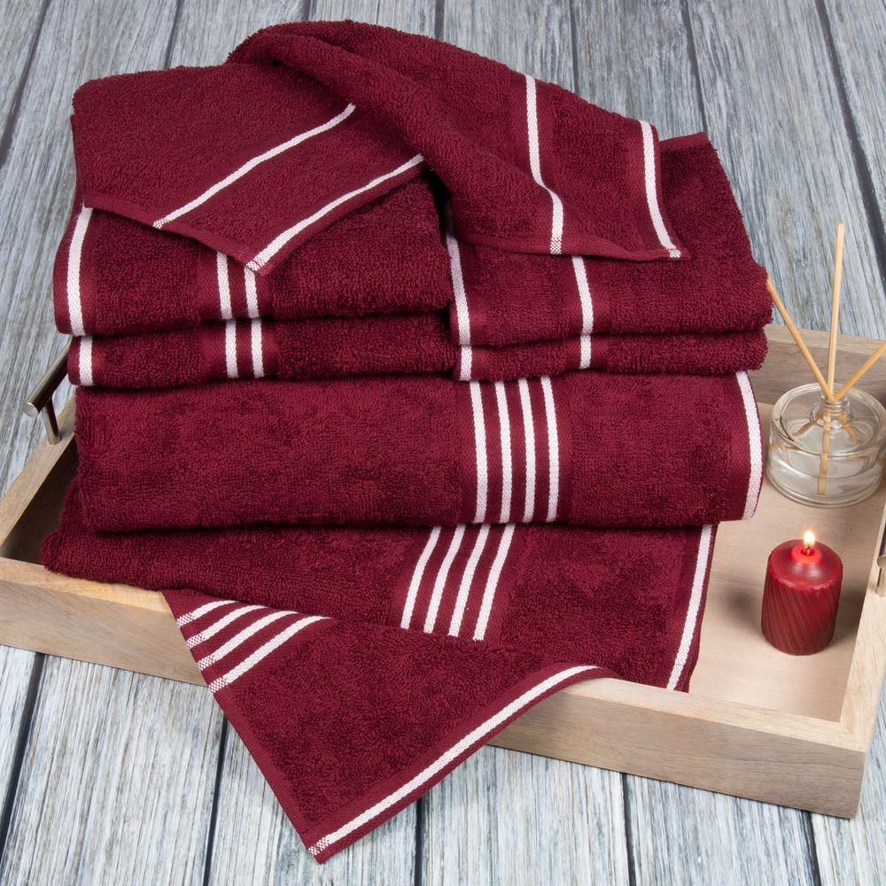 Lavish Home 6-Piece Red Solid Cotton Bath Towel Set-67-0017-BUR - The