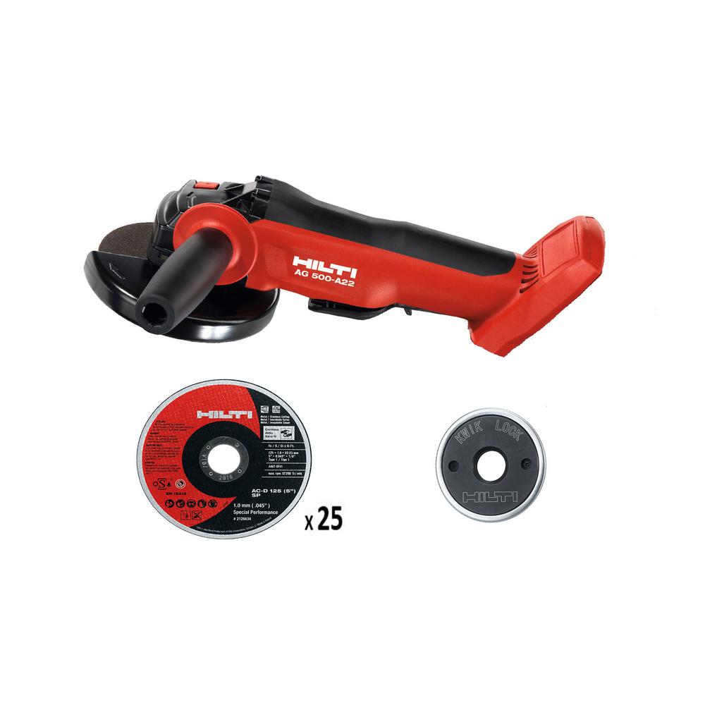 Hilti 22Volt Cordless, Brushless 5 in. Angle Grinder AG 500 A22 (Tool
