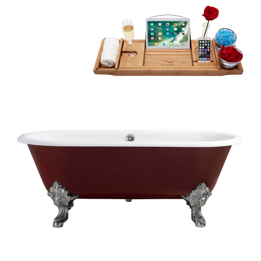 Streamline 68 9 In Cast Iron Clawfoot Non Whirlpool Bathtub Red Cast Iron Clawfoot Non Whirlpool Bathtub In Red