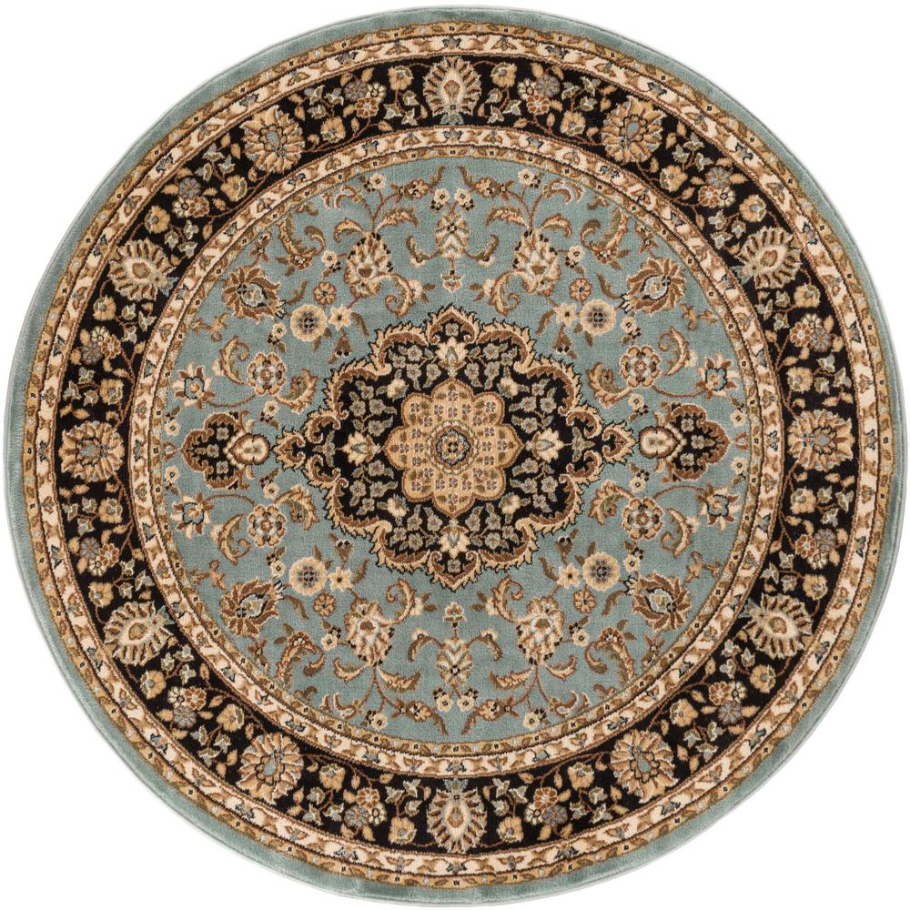 Well Woven Barclay Medallion Kashan Light Blue 4 ft. Traditional Round