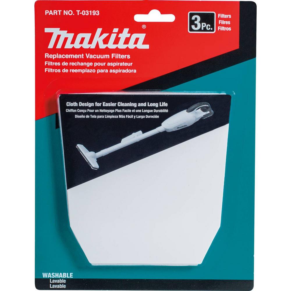 Makita Cloth Vacuum Filters 3Pack XLC02 LC01 BCL180 Cordless Vac