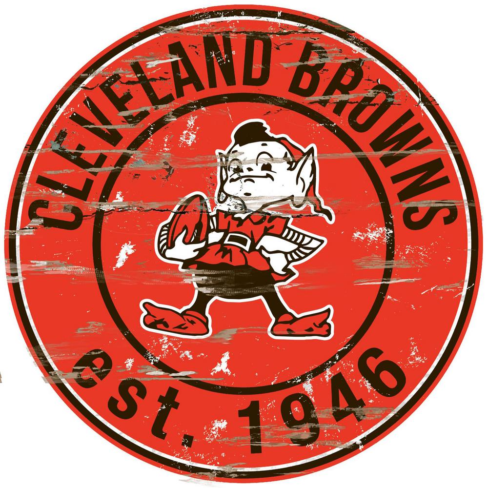 Adventure Furniture 24 Nfl Cleveland Browns Round Distressed Sign