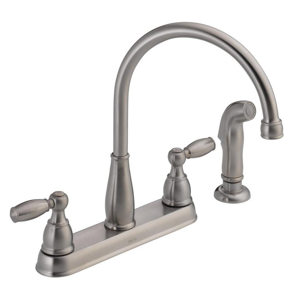 Delta Foundations 2-Handle Standard Kitchen Faucet with ...