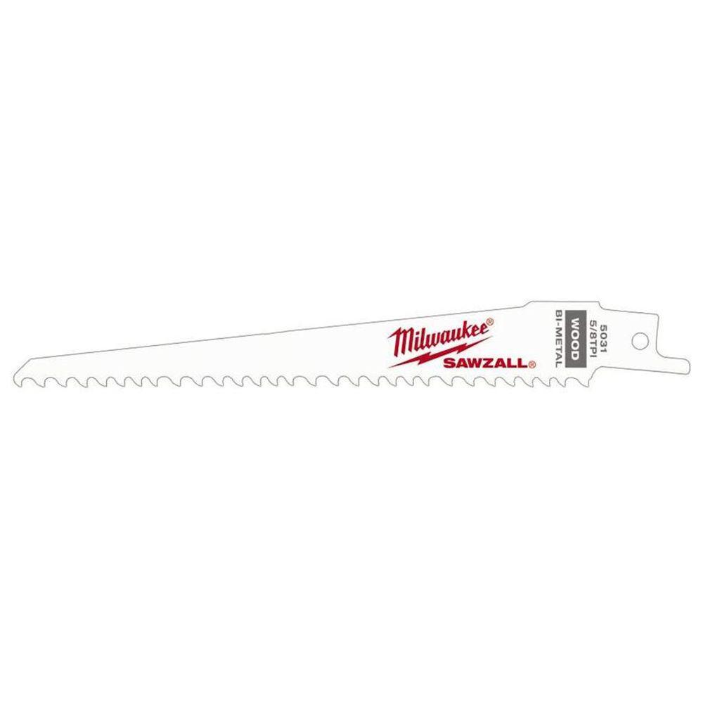 Milwaukee 6 in. Sawzall Reciprocating BiMetal Blades (5Pack)4800