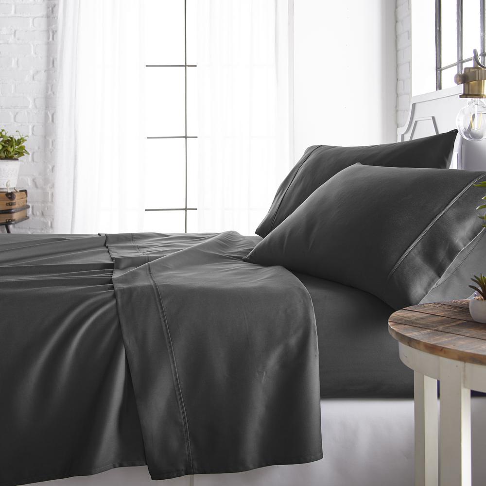 Becky Cameron 4 Piece Gray 800 Thread Count Cotton Rich King Bed Becky Cameron 4 Piece Gray 800 Thread Count Cotton Rich King Bed Sheet Set