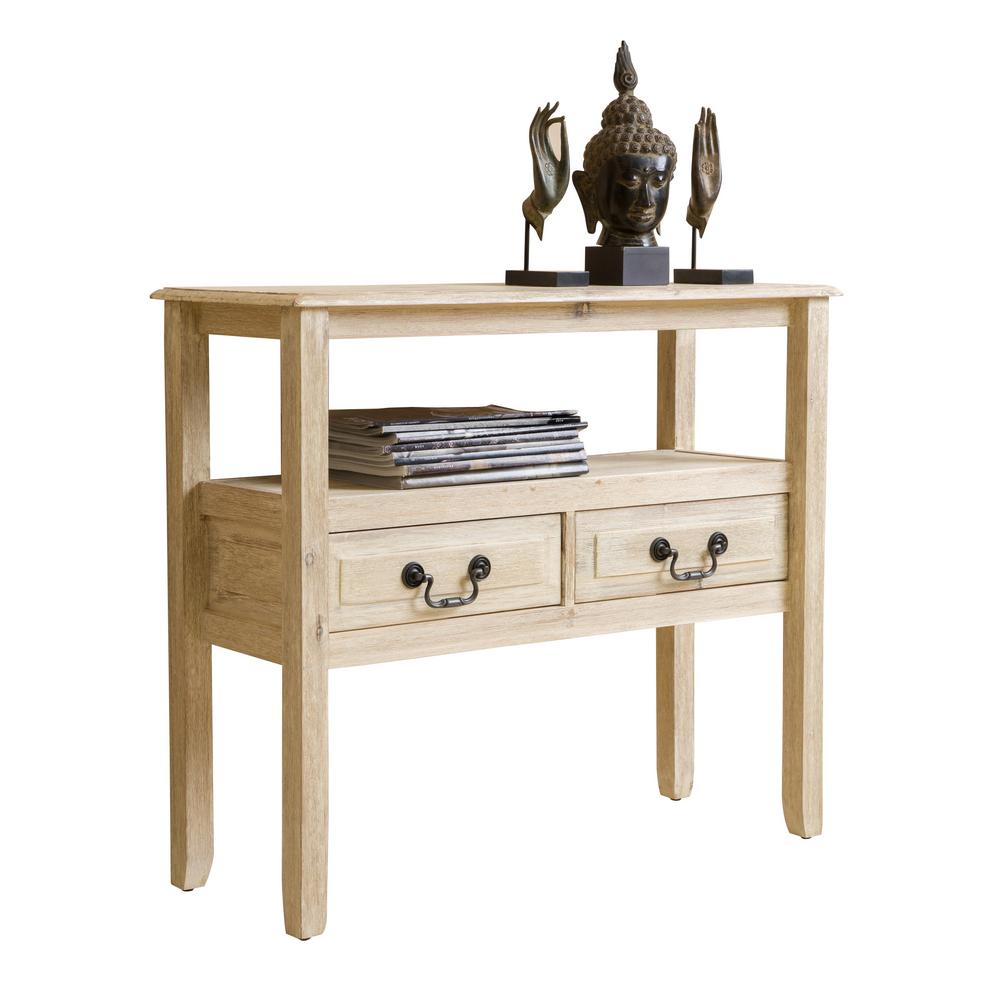 Noble House 35 in. Beige Rectangle Wood Console Table with 2Drawers