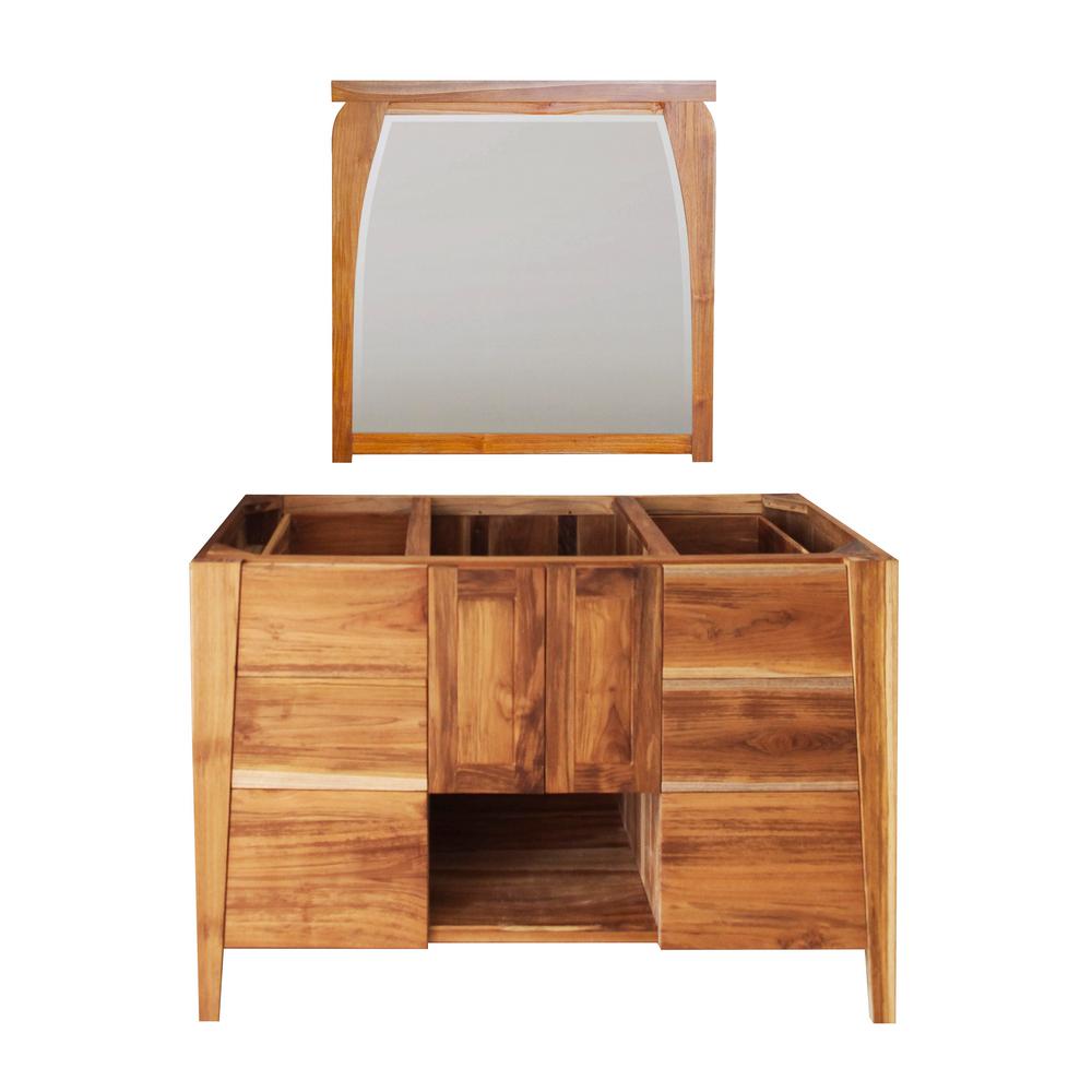 EcoDecors Significado 48 in. L Natural Teak Vanity Only With 36 in. L x 35 in. H MirrorSTBT48