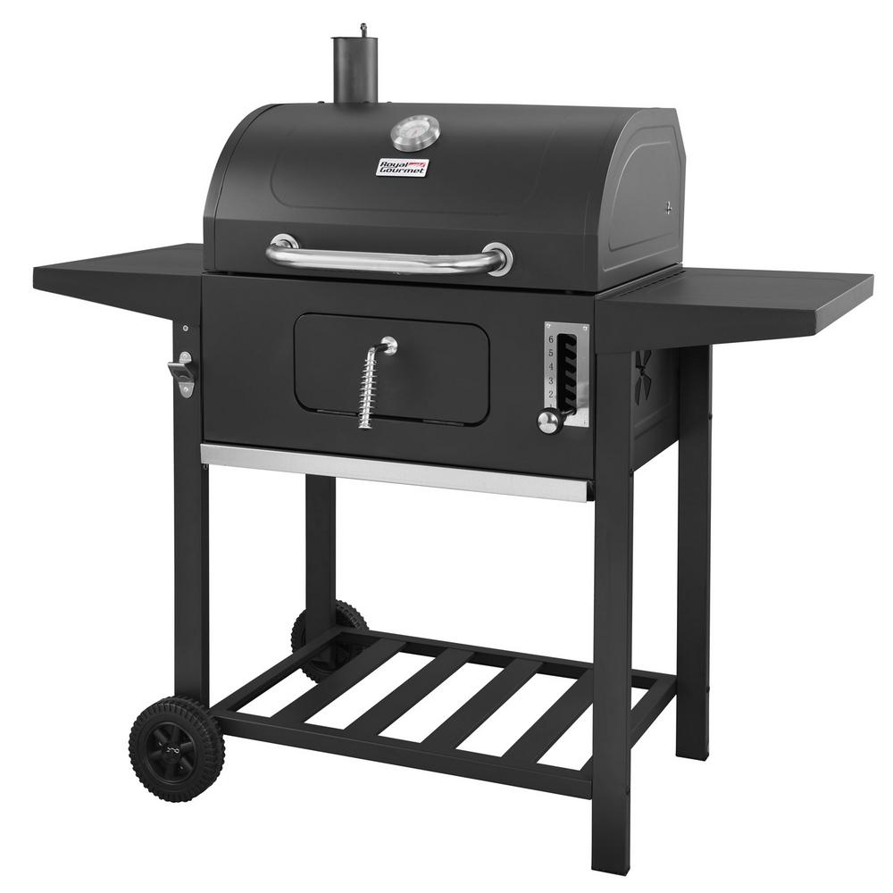 Royal Gourmet 24 inch BBQ Charcoal Grill in Black with 2-Side Table by Royal Gourmet
