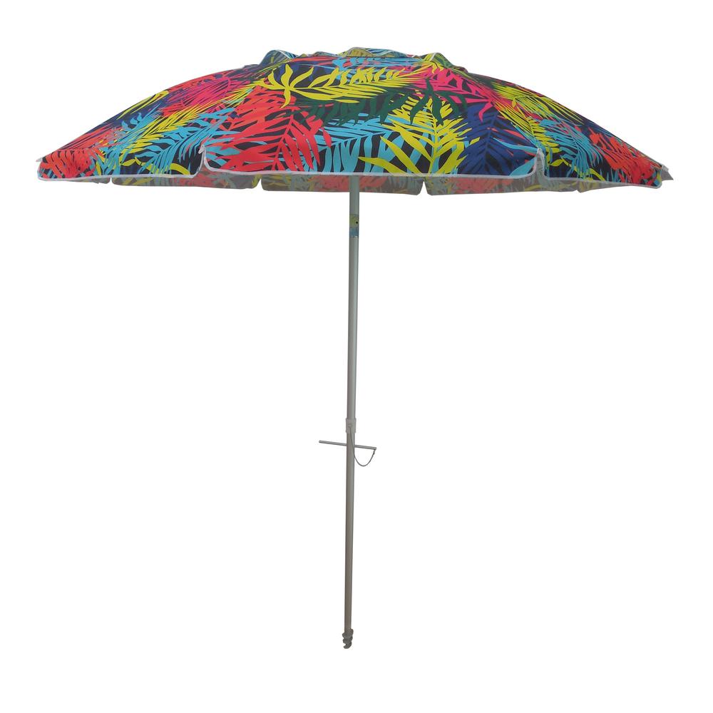 7 Multi Colored Patio Umbrellas Furniture The Home Depot Aluminum Push Up Beach Drape Patio Umbrella In Multi Color Polyester