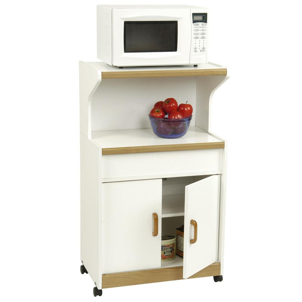 Ameriwood Home Kershaw White Microwave Cart With Storage Hd27329 The Depot Kershaw White Microwave Cart