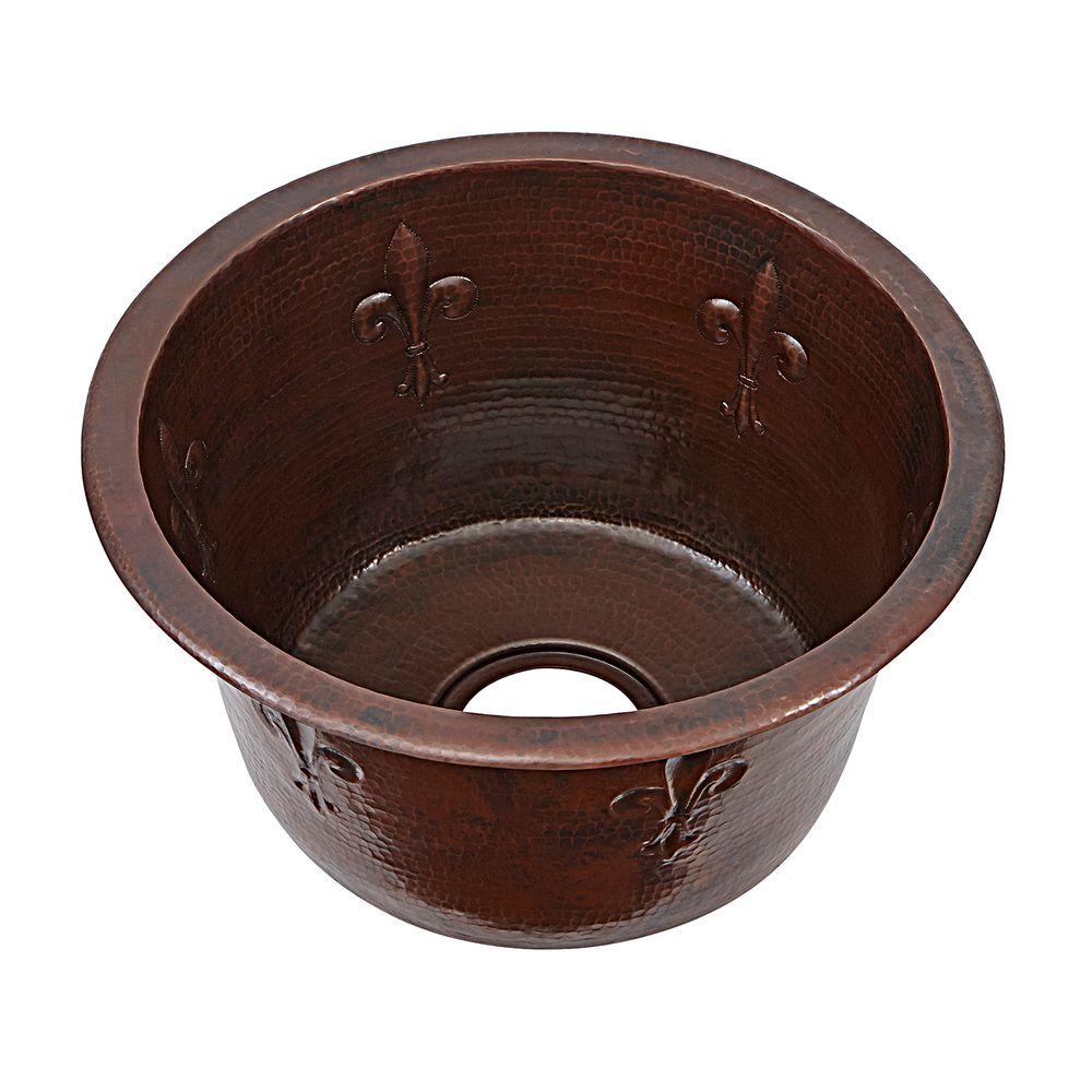 SINKOLOGY Turner Fleurdelis Handmade Pure Dual Mount Copper 16 in. 0