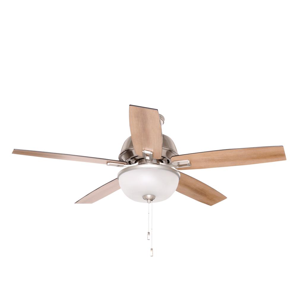 Hunter Donegan 52 in. LED Indoor Brushed Nickel Ceiling Fan with Light Kit-53335 - The Home Depot